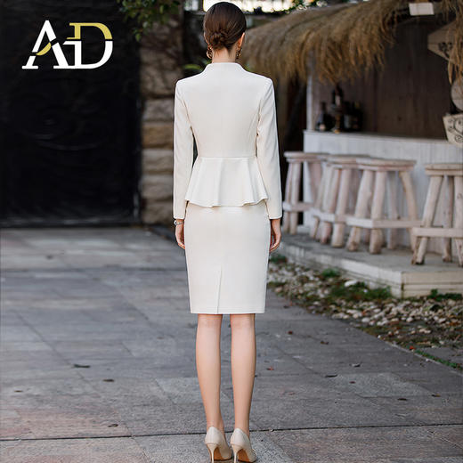 AD职业气质工作服女2023春款高级感拉链无领西装套装商务接待工装 商品图5