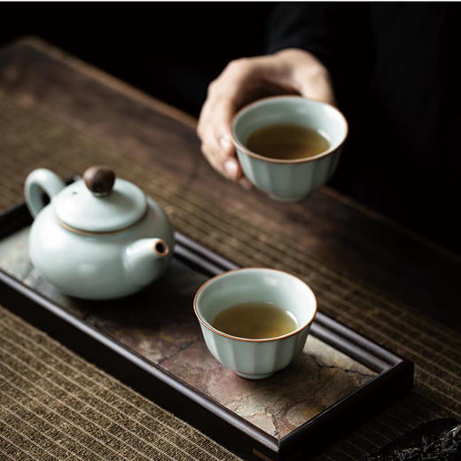 丰子汝窑【葵花杯2入】茶杯汝瓷功夫茶具主人对杯陶瓷单杯品茗杯茶盏礼盒装 商品图4