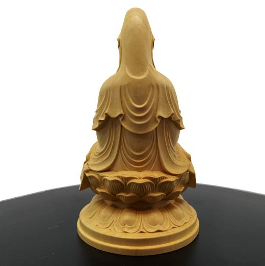 普陀山正品南海观音菩萨佛像摆件小叶黄杨木浮雕家用佛堂汽车摆件 商品图3