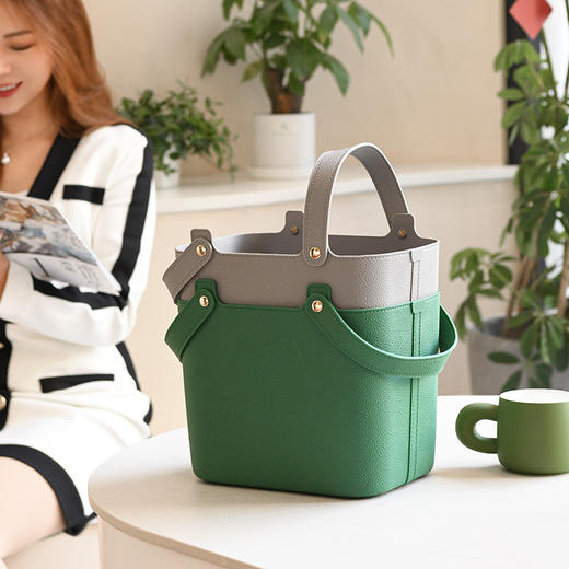 幸和湾方形皮纹手提包仿皮纹手提篮 商品图1