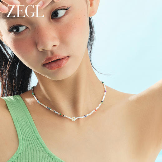 ZEGL彩色花朵串珠碎银子项链女生轻奢小众碎银几两森系夏天多巴胺穿搭锁骨链 商品图4