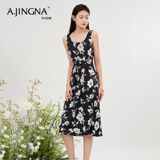 【商场同款】阿菁娜印花设计感小众无袖吊带连衣裙A30X112089 商品图3