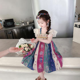 【夏日元气女孩，送模特同款发饰】质感面料，亲肤凉爽，2023夏季新款女童飞袖国风汉服连衣裙，中国古唐风裙童装潮-SH