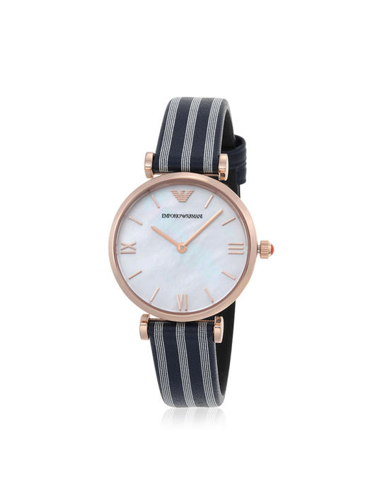 【时计廊】阿玛尼（Emporio Armani) 新款贝母表盘手表女 个性时尚条纹皮带石英表 女AR11224 灰色 商品图4