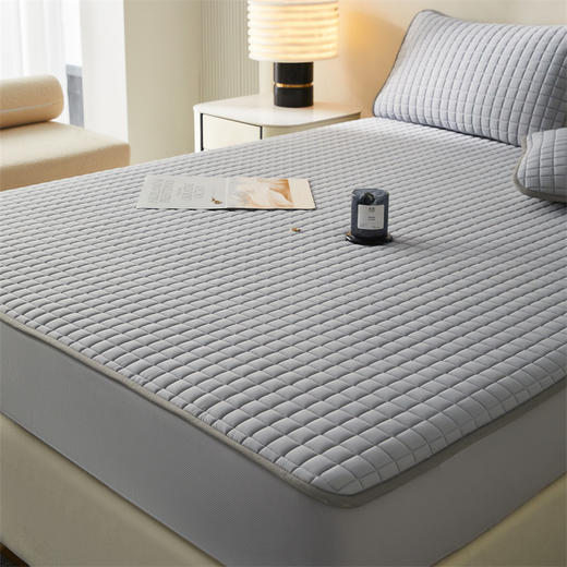 【武汉】银鹏汉棉乳胶席床笠三件套-米兰灰（凉席180*200cm+枕套48*74cm*2) 商品图5