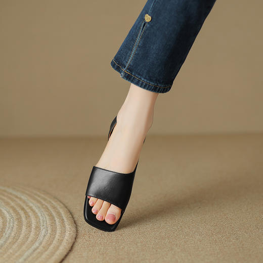 复古简约，纯色一字平底凉鞋WXJ-W1034-8 商品图9