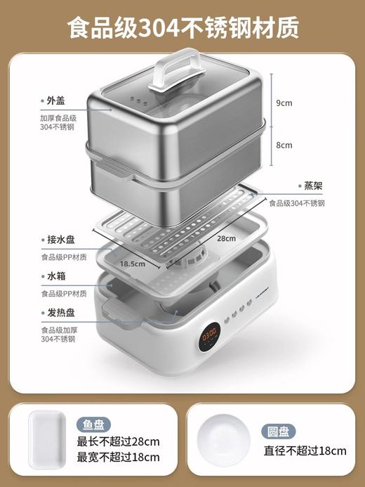德国蓝宝不锈钢电蒸锅家用多功能蒸箱蒸煮一体锅多层小型蒸汽锅 商品图0
