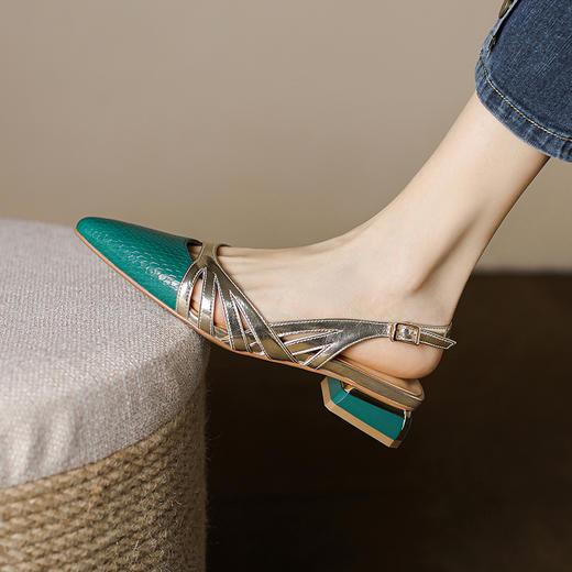 时尚百搭，法式复古孟加拉牛轻奢凉鞋MBJR-585-1 商品图2