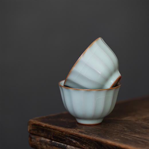 丰子汝窑【葵花杯2入】茶杯汝瓷功夫茶具主人对杯陶瓷单杯品茗杯茶盏礼盒装 商品图3