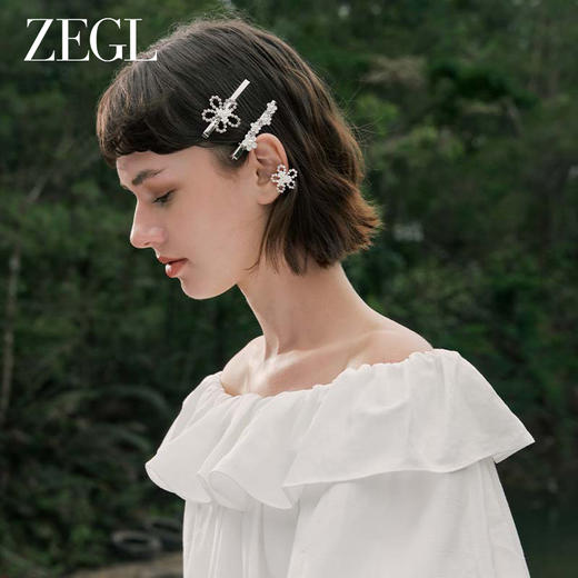 ZEGL设计师花梦系列花朵发夹女侧边2023新款后脑勺一字夹发饰头饰 商品图5