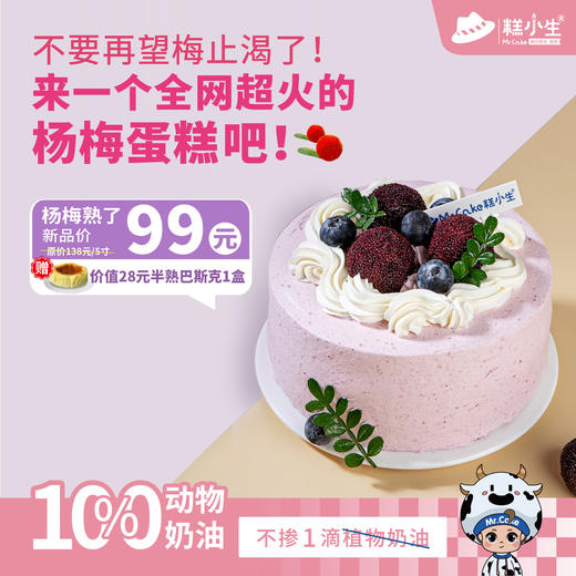 立减39元 - 糕小生新品『杨梅熟了』，下单送价值28元半熟巴斯克1盒，不要再望梅止渴了！来一个全网超火的杨梅蛋糕吧 商品图0