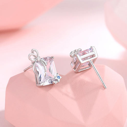 【蝴蝶结方糖】S925银锆石耳饰【JHY-E000002B】 商品图1