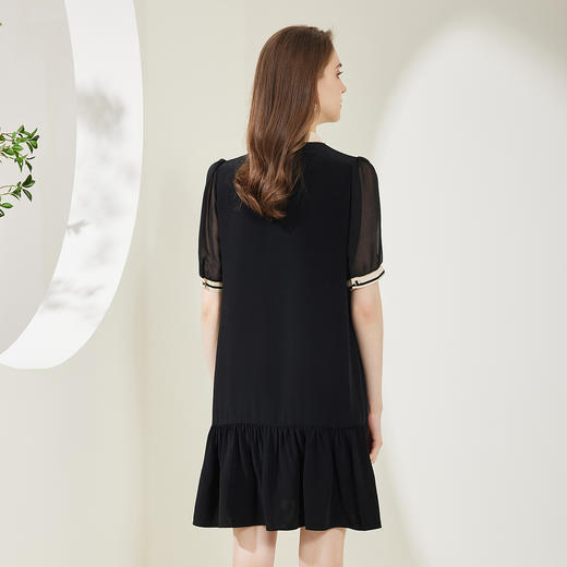 NF8M5斯尔丽瑟俪2023夏季新款浪漫气质领口条纹领结减龄连衣裙 商品图1