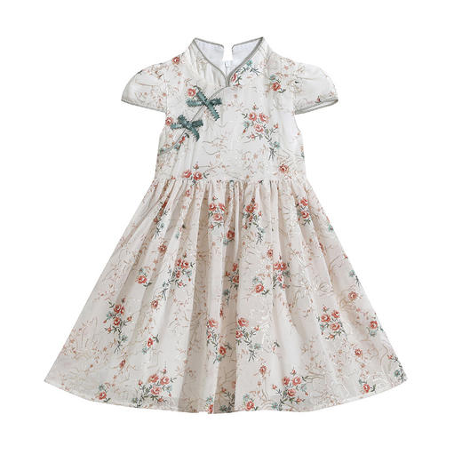 【柔软舒适，耐洗耐穿，舒适透气不伤肌肤】棉质面料不起球褪色，女童旗袍连衣裙夏季，2023新款儿童洋气中国风唐装女孩雪纺公主裙子 商品图4