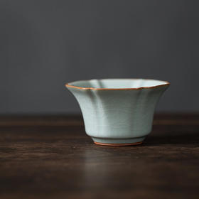 【丰子汝窑】【天青棱瓣杯】8.3x4.8cm 80ml 茶杯纯手工开片主人杯陶瓷汝瓷单杯子个人品茗杯功夫茶具