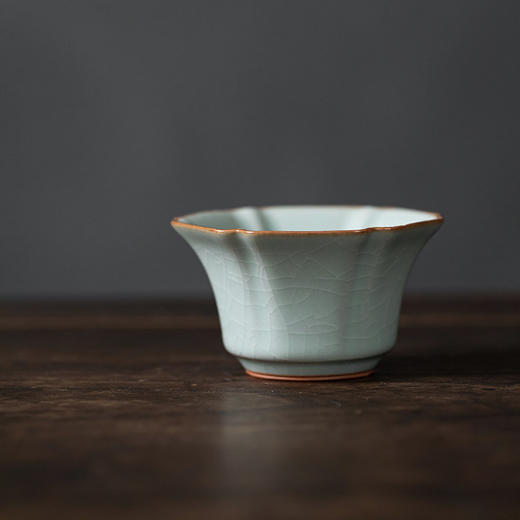 【丰子汝窑】【天青棱瓣杯】8.3x4.8cm 80ml 茶杯纯手工开片主人杯陶瓷汝瓷单杯子个人品茗杯功夫茶具 商品图0