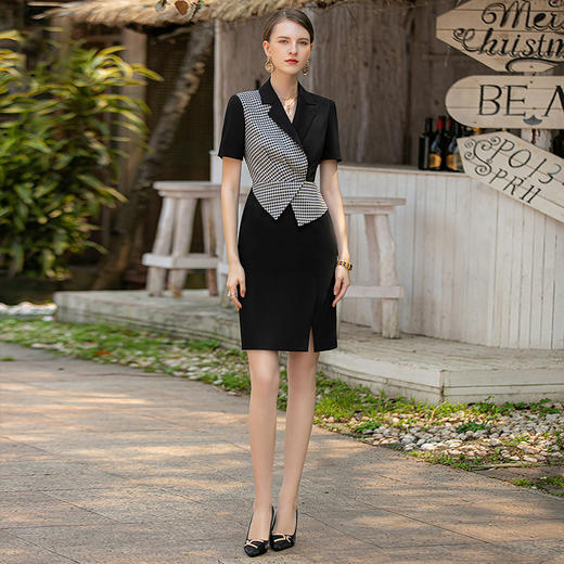 AD接拼西装连衣裙夏季高级感工作服高端职业装套装女正装西服裙 商品图3