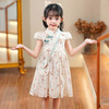 【柔软舒适，耐洗耐穿，舒适透气不伤肌肤】棉质面料不起球褪色，女童旗袍连衣裙夏季，2023新款儿童洋气中国风唐装女孩雪纺公主裙子 商品缩略图5