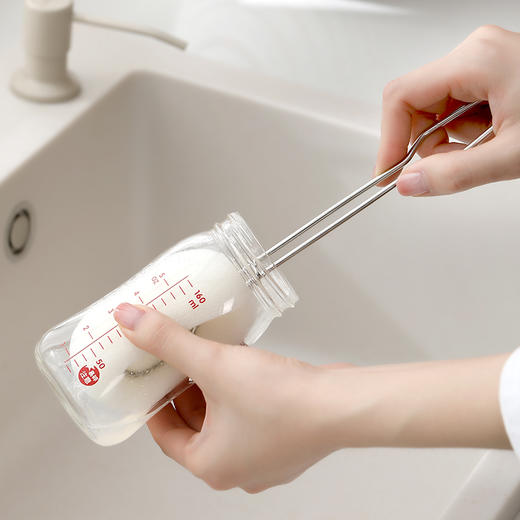 FaSoLa 不锈钢短柄洗杯刷 可替换杯刷洗杯子神器家用长柄海绵清洁刷子 商品图4