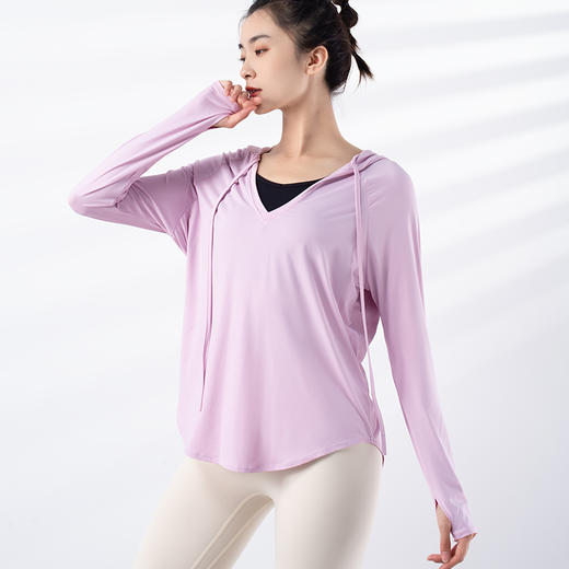 跃牌【禅语梵心系列】新品连帽防晒防紫外线速干跑步透气凉感瑜伽服罩衫F2274（不带胸垫） 商品图6