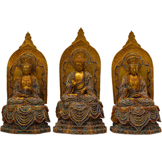 二十世纪 铜鎏金嵌宝石西方三圣 商品图5