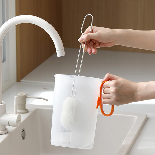 FaSoLa 不锈钢短柄洗杯刷 可替换杯刷洗杯子神器家用长柄海绵清洁刷子 商品图3