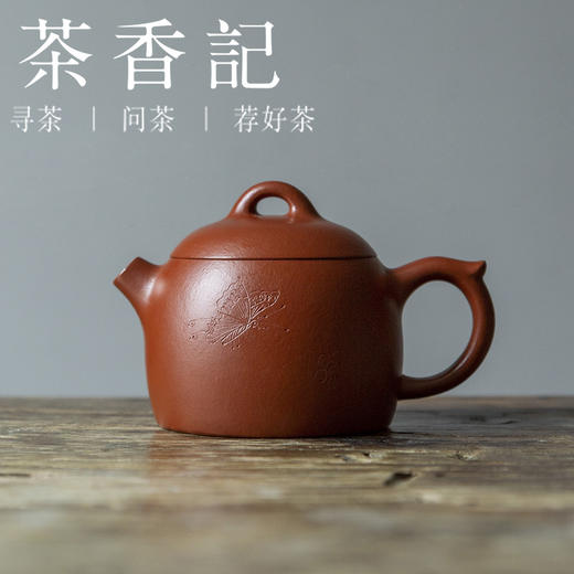 茶香记 小煤窑 朱泥刻绘小秦权紫砂壶 茶壶 圆融饱满  大气简约 商品图0