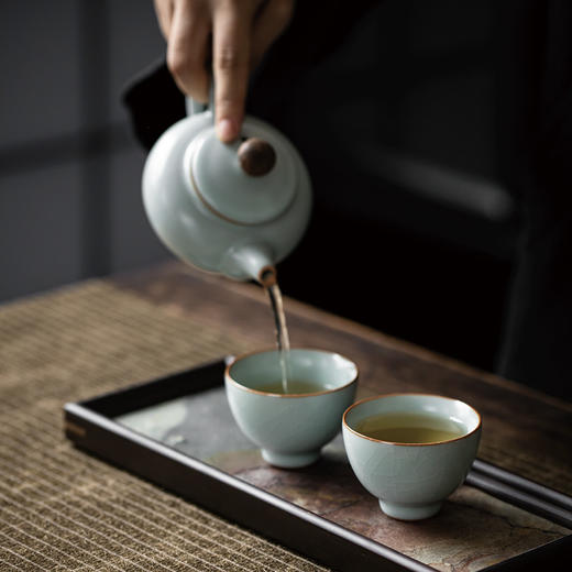 【丰子汝窑】【天青丹心杯2入】茶杯手工开片主人杯陶瓷汝瓷单杯子个人品茗杯功夫茶具 商品图3