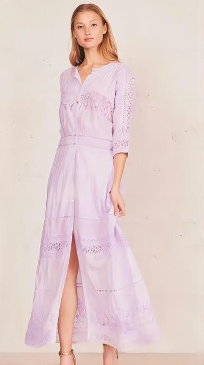 LOVESHACKFANCY - BETH DRESS - VIOLET SPLASH HAND DYE VTSHD - 连身裙 - 紫色 商品图0