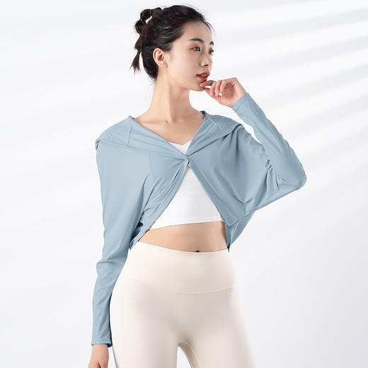 跃牌【禅语梵心系列】外穿凉感薄款连帽防晒瑜伽服长袖运动外套F2275（不带胸垫） 商品图4