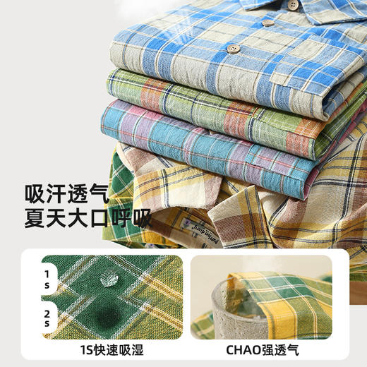 美式潮酷轻薄格纹短袖衬衫PXCS2315 商品图4