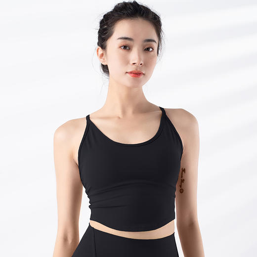 跃牌【禅语梵心系列】固定杯运动速干跑步健身细肩带交叉美背瑜伽服背心F2254（一体式胸垫） 商品图5