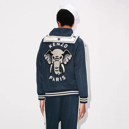 KENZO 高田贤三 男士大象徽标印花拉链夹克外套 蓝色 FD55 SW465 4IE 77 商品图2