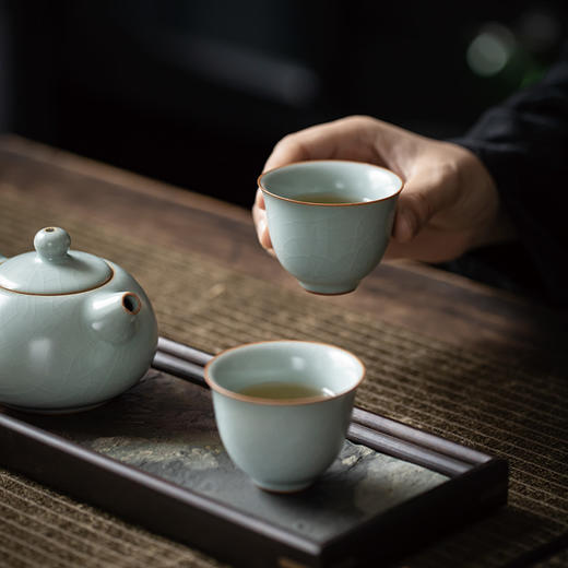 【丰子汝窑】【天青香韵杯2入茶杯】6.2x4.8cm 60ml 手工开片主人杯陶瓷汝瓷单杯子个人品茗杯功夫茶具 商品图4