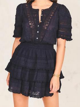LOVESHACKFANCY - QUINCY DRESS - BLACK - 连身裙 - 黑色