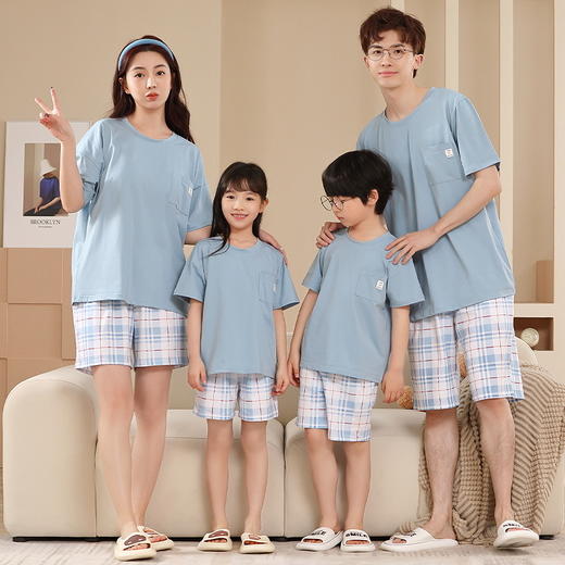 亲子款家居服套装  百分百棉，柔软亲肤，吸湿透气不闷热；经典 商品图1