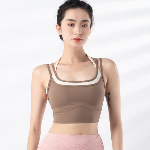 跃牌【禅语梵心系列】新品撞色假两件速干运动一体胸垫瑜伽服胸围F2246（一体式胸垫） 商品图8