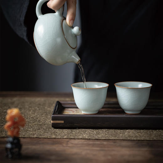 【丰子汝窑】【天青香韵杯2入茶杯】6.2x4.8cm 60ml 手工开片主人杯陶瓷汝瓷单杯子个人品茗杯功夫茶具 商品图2