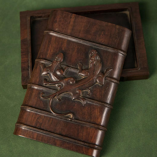 民国 红木雕竹节螭虎纹文具成套（一套九件） 商品图3