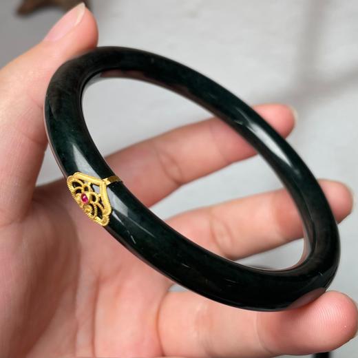 18K塔青手镯-如意圆条 商品图0