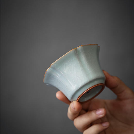 【丰子汝窑】【天青棱瓣杯】8.3x4.8cm 80ml 茶杯纯手工开片主人杯陶瓷汝瓷单杯子个人品茗杯功夫茶具 商品图1