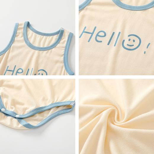 【清仓捡漏两件39.9】婴儿背心夏季薄款护肚内衣，舒适透气，轻松穿搭更方便，水洗不易褪色环保染色透气可爱，时尚卡通贴设计活泼可爱，宝宝三角包屁哈衣新生儿莫代尔连体衣服 商品图3