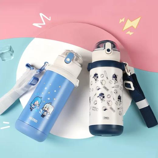 膳魔师儿童保温杯双盖学生便携吸管杯直饮杯316L水杯600ml /SMS-TCKD-600S-BL 商品图0