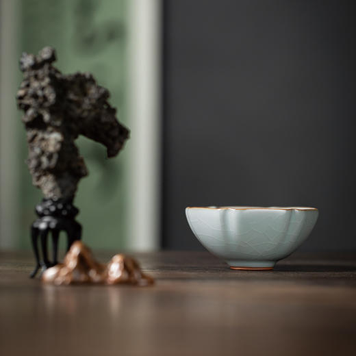 【丰子汝窑】【天青六方杯】8.2x4.3cm 100ml 茶杯纯手工开片主人杯陶瓷汝瓷单杯子个人品茗杯功夫茶具 商品图3