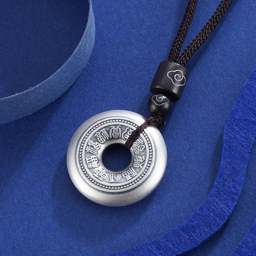 子佩集S999银【百福平安扣】套链项链【TBN148S】仿古2306 商品图4