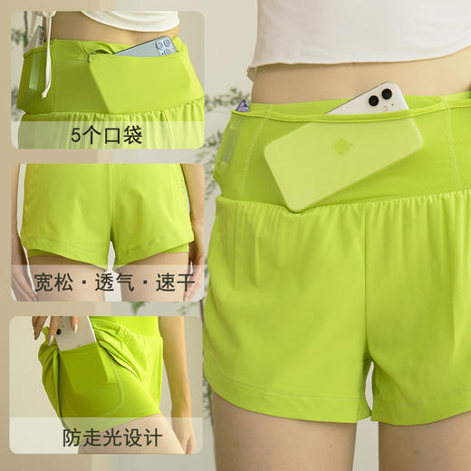 夏季短款瑜伽裤防走光假两件健身瑜伽跑步速干运动短裤女YS 000 DK686 商品图1