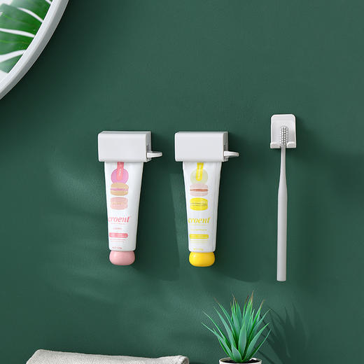 FaSoLa 懒人挤牙膏神器自动手动洗面奶壁挂式牙膏按挤压器置物收纳架夹子 商品图10