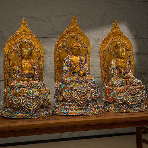 二十世纪 铜鎏金嵌宝石西方三圣 商品图4