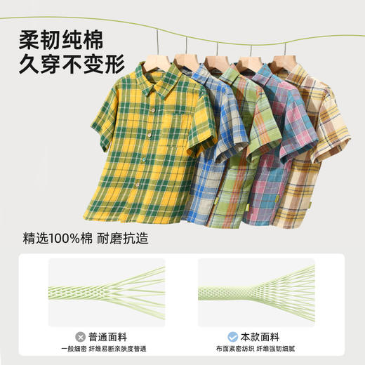 美式潮酷轻薄格纹短袖衬衫PXCS2315 商品图2