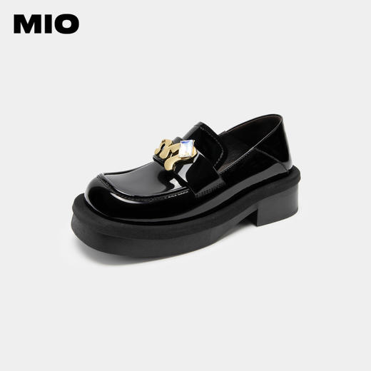 MIO米奥春秋圆头字母钻饰老钱风单鞋复古一脚蹬乐福鞋英伦风女鞋M234527334 商品图4